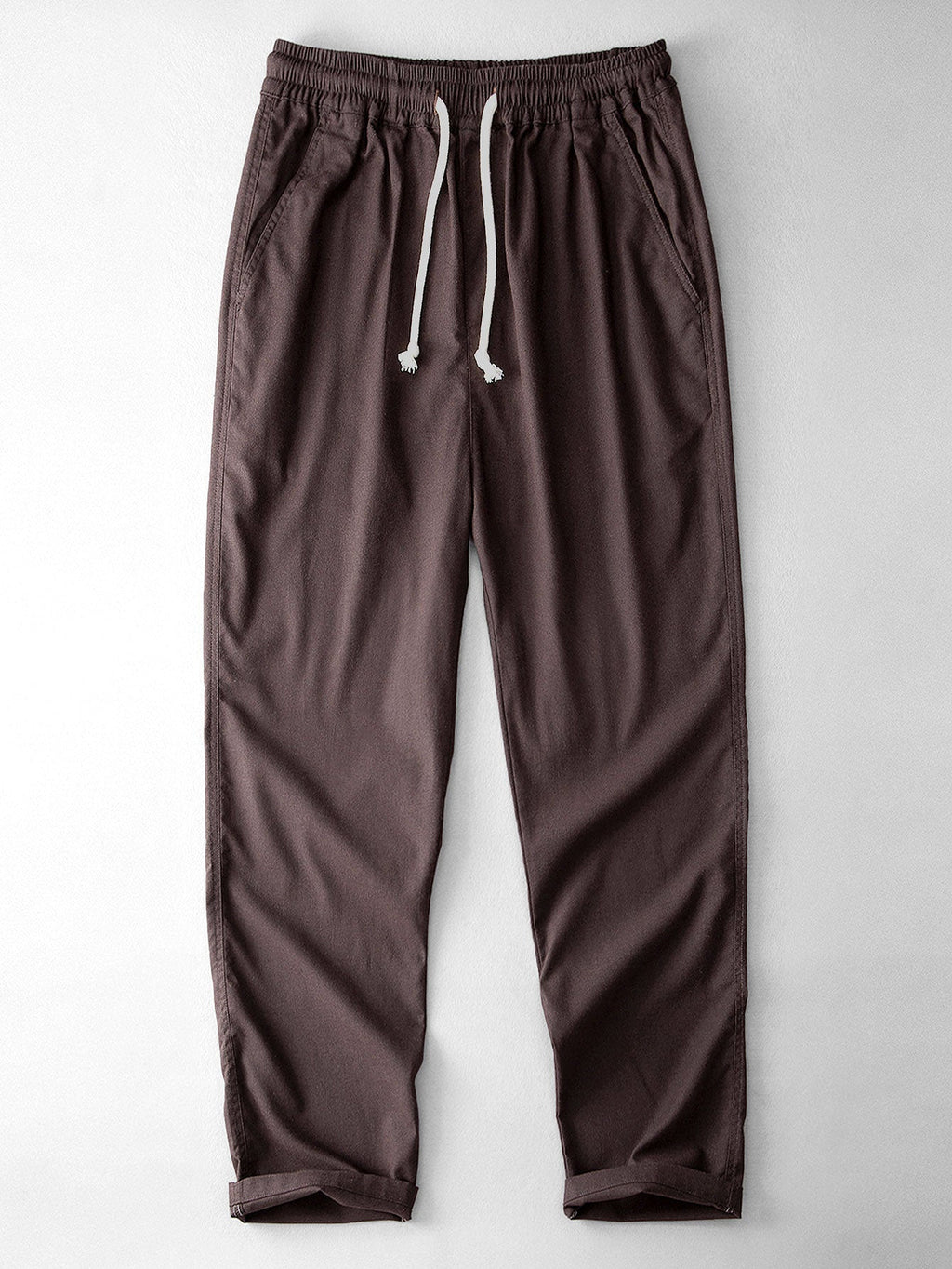Waffle Stripe Johnny Collar Polo & Straight Leg Linen Pants