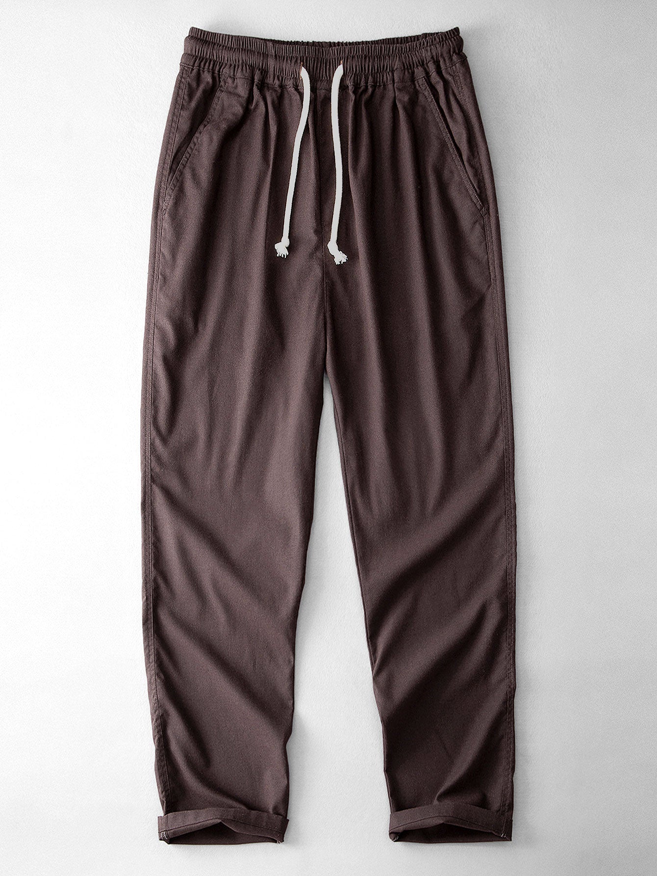 Relax Fit Crochet V Neck Knit Polo & Straight Leg Linen Pants