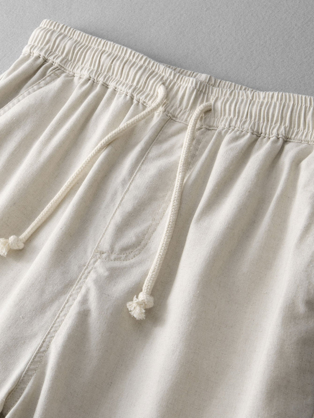 Stripe Waffle Johnny Collar Polo & Straight Leg Linen Pants
