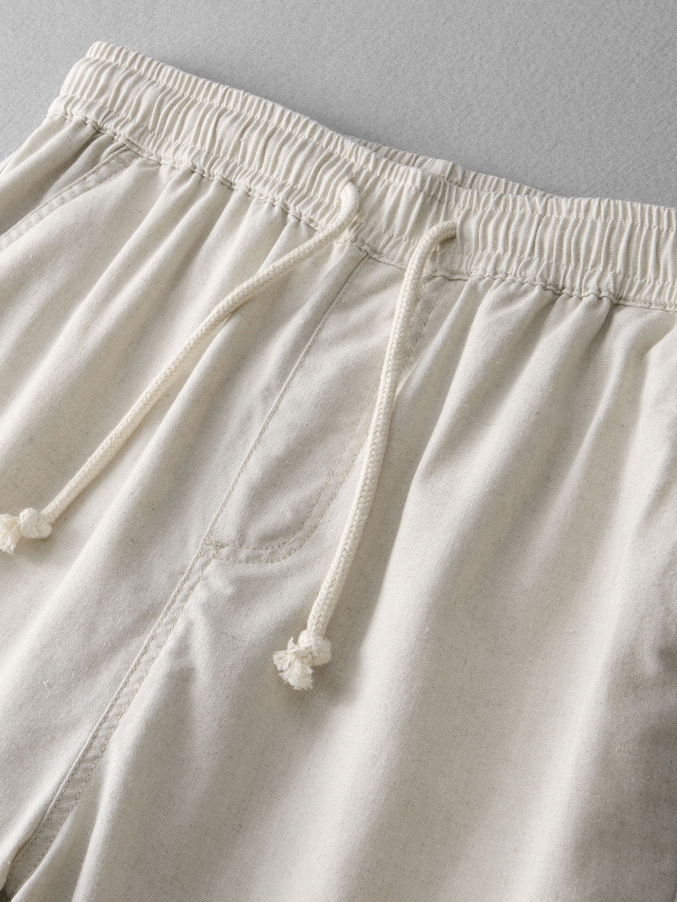 Stripe Waffle Johnny Collar Polo & Straight Leg Linen Pants
