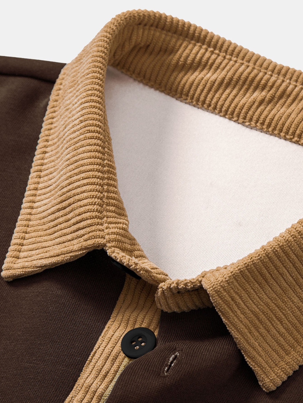 Relax Fit Contrast Corduroy Polo Collar Sweatshirt & Straight Leg Corduroy Pants
