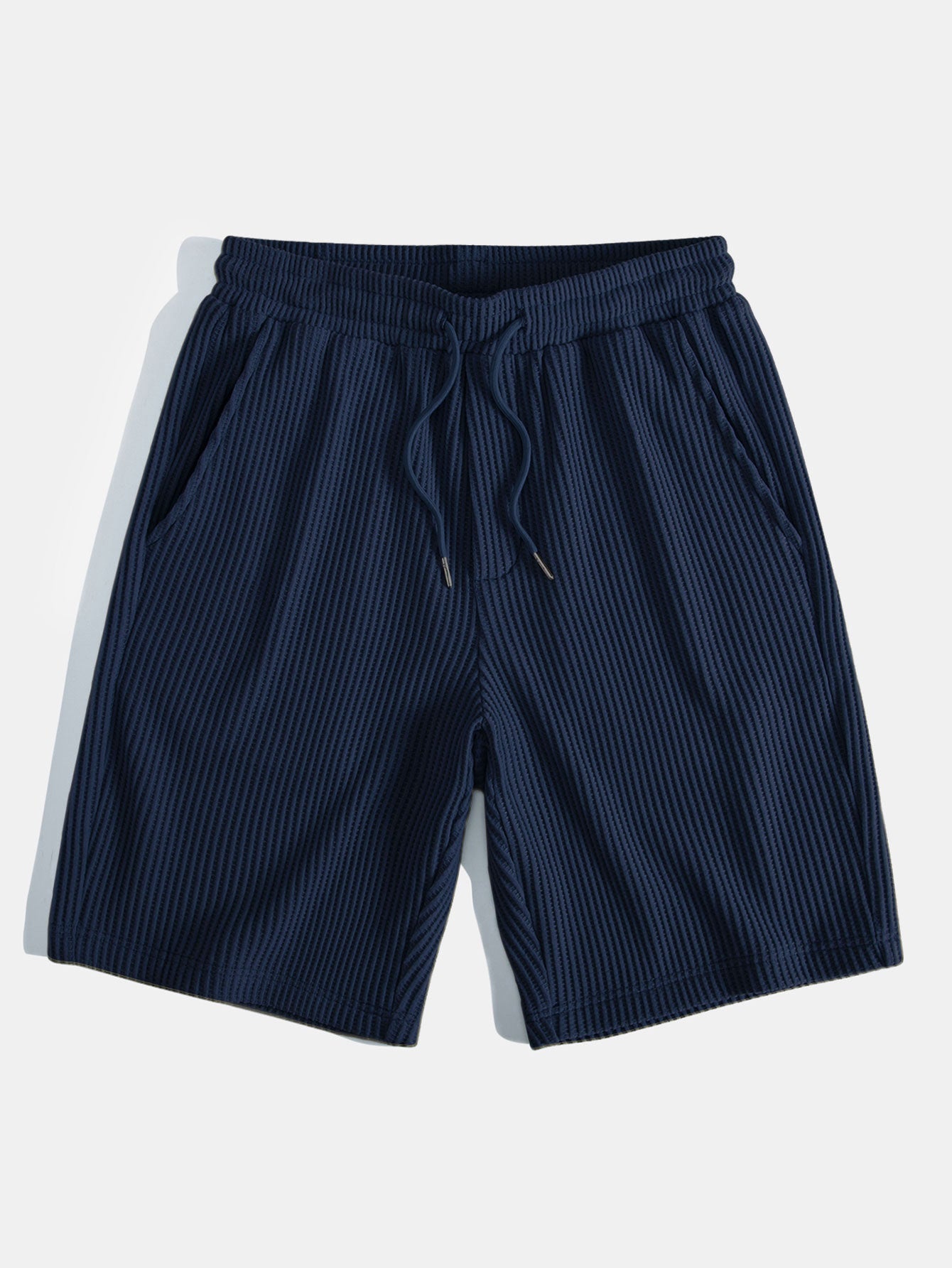 Short Sleeved Waffle Polo & Drawstring Knitted Waffle Shorts