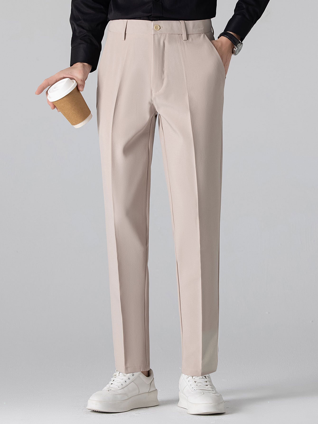 Contrast Trim Zipper Polo & Slim Fit Tapered Trousers
