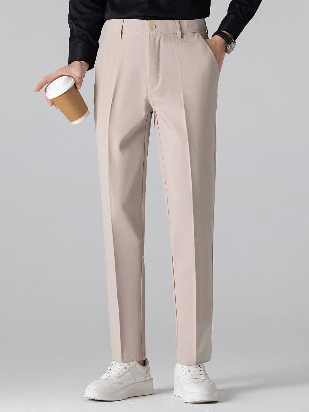 Striped Knitted Polo Shirt & Slim Fit Tapered Trousers