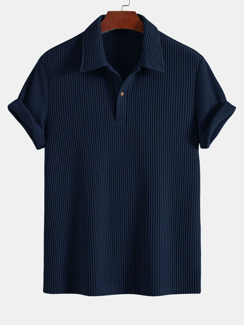 Short Sleeved Waffle Polo & Straight Leg Linen Pants
