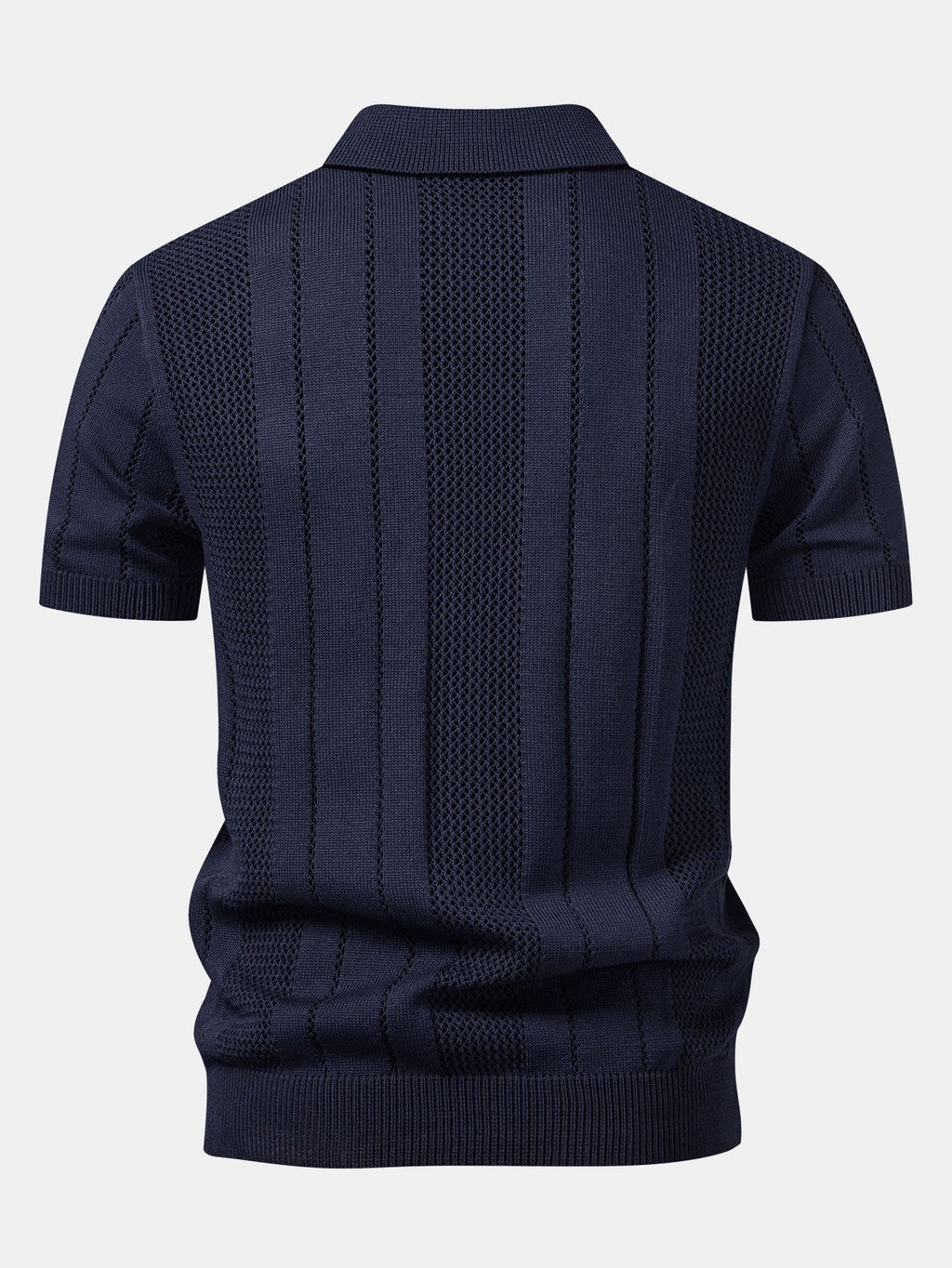 Johnny Collar Striped Open Knit Polo & Straight Leg Linen Pants
