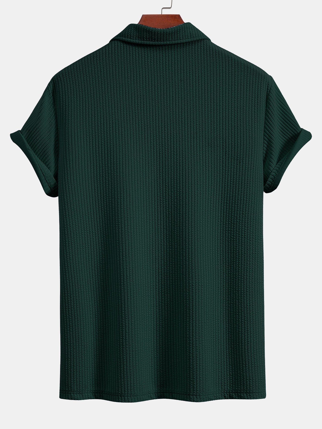 Short Sleeved V-Neck Ribbed Polo & Straight Leg Ribbed Pants