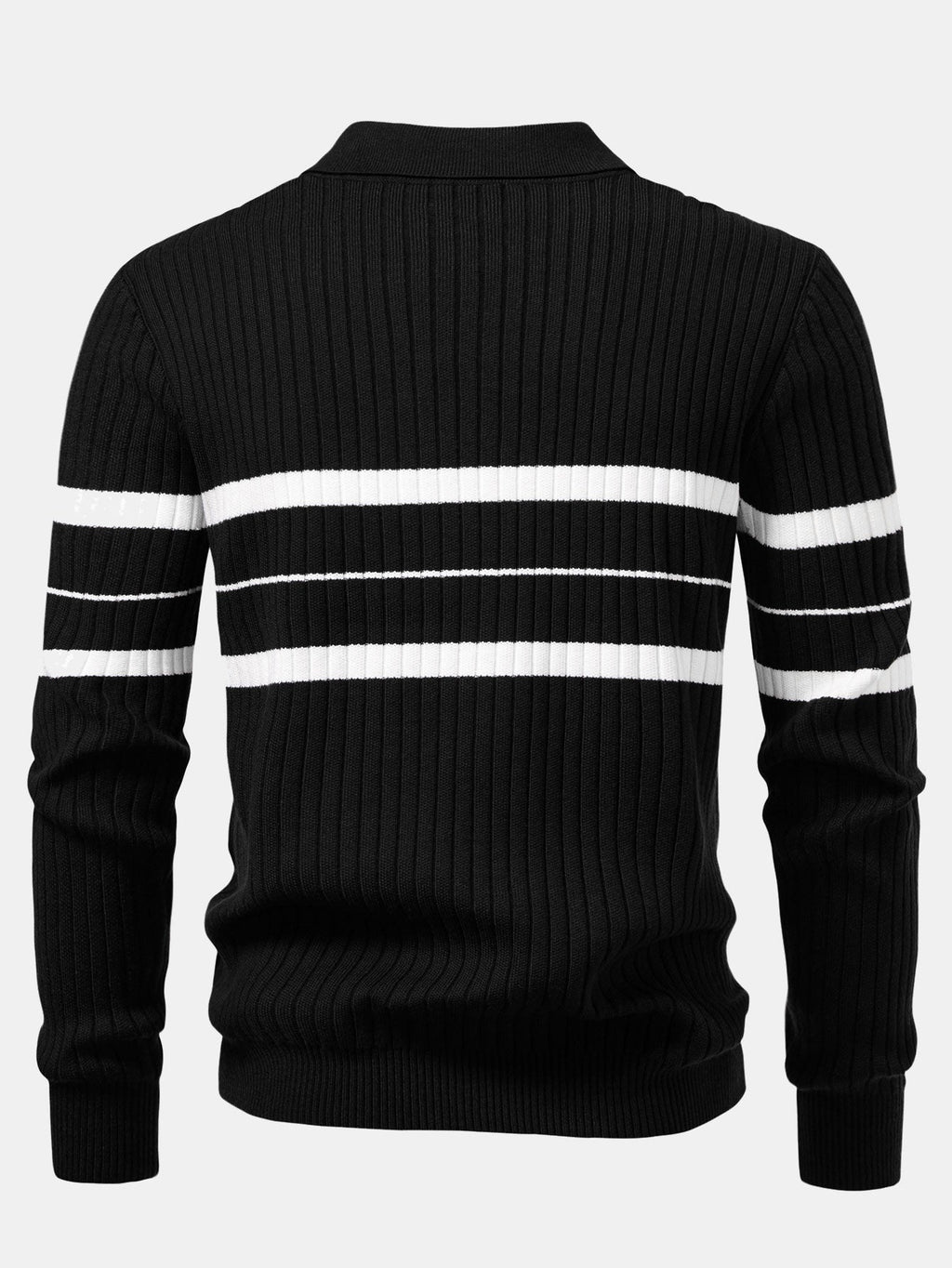 Stripe Zip Knit Ribbed Polo Shirt & Slim Fit Tapered Trousers