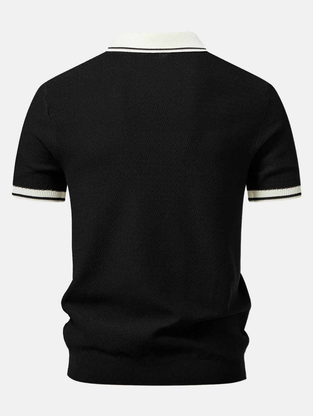 Contrast Zipper Knit Polo & Slim Fit Tapered Trousers