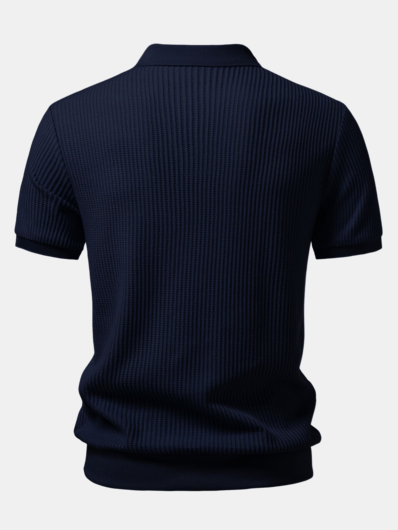 Waffle Johnny Collar Polo With Pocket & Slim Fit Tapered Trousers