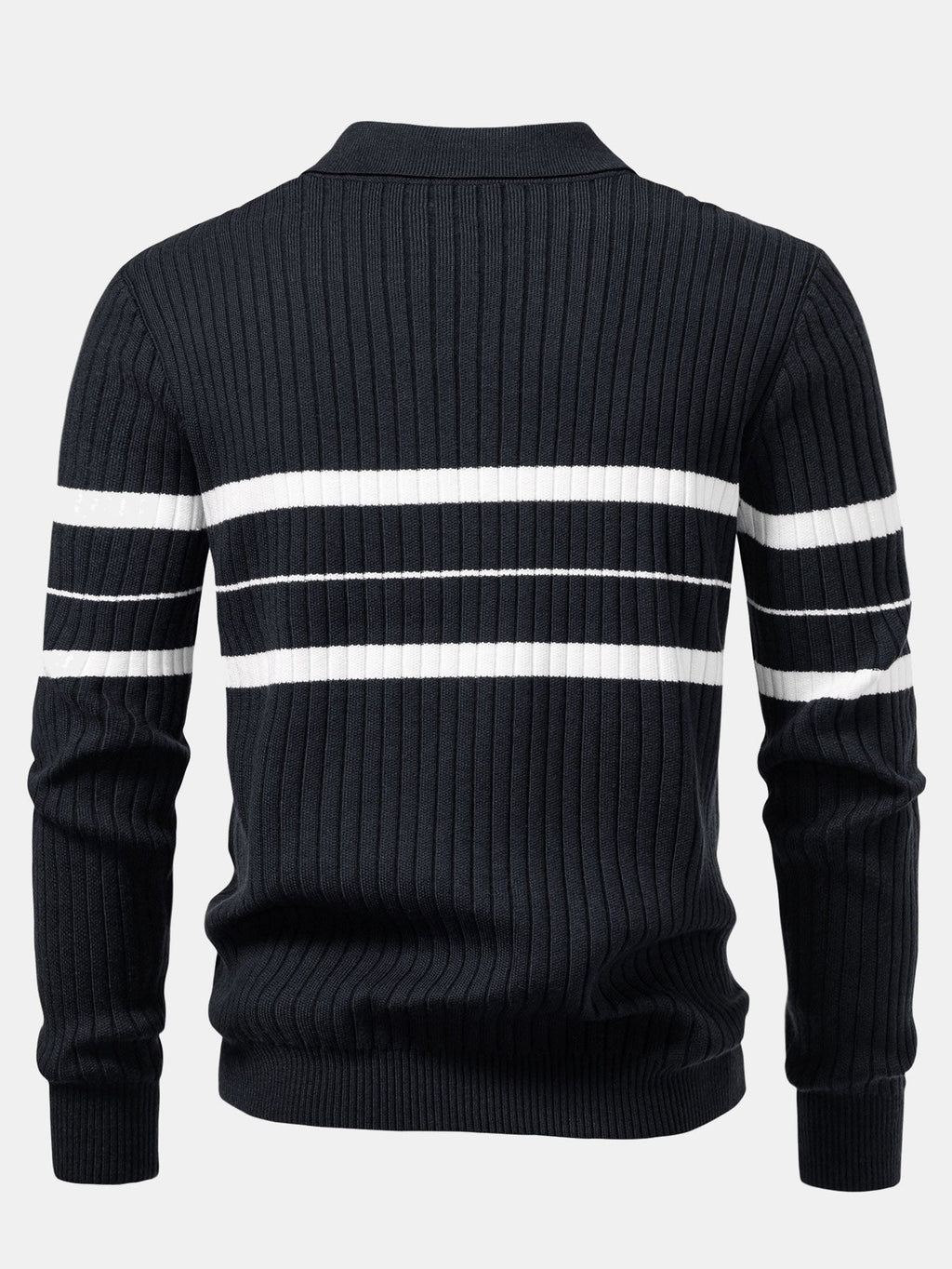 Stripe Zip Knit Ribbed Polo Shirt & Slim Fit Tapered Trousers