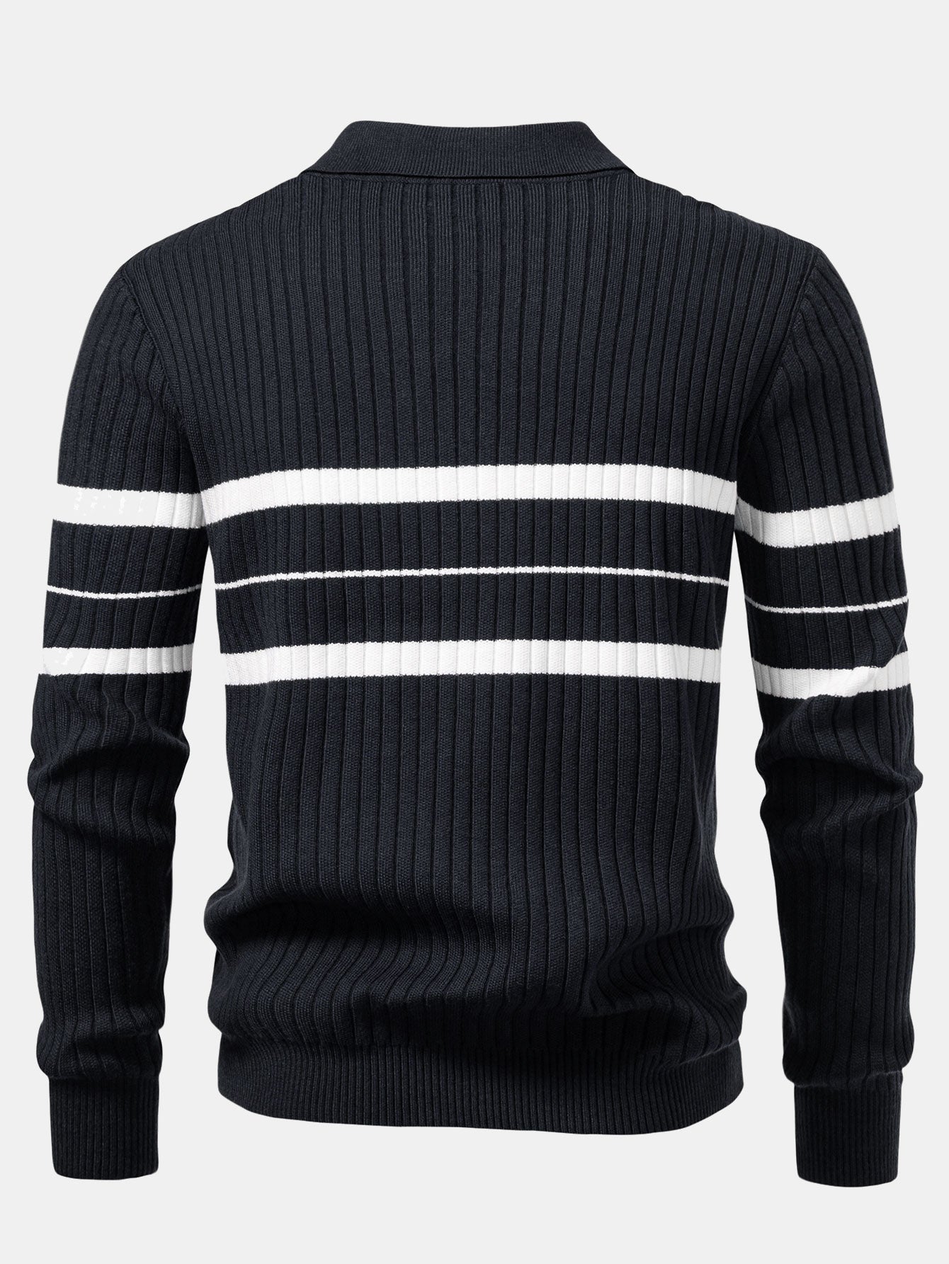 Stripe Zip Knit Ribbed Polo Shirt & Slim Fit Tapered Trousers