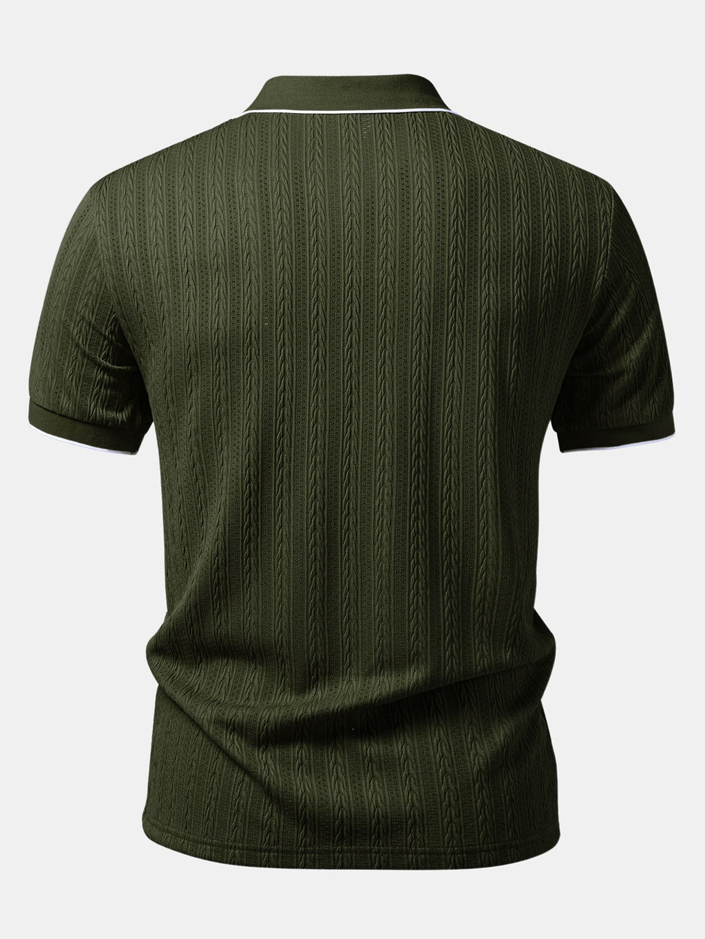 Geometric Jacquard Johnny Collar Polo & Elastic Waist Chino Shorts