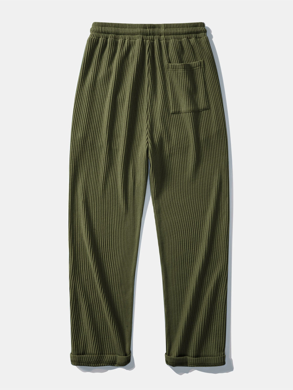 Contrast Knit Waffle Johnny Collar Polo & Drawstring Knitted Waffle Pants