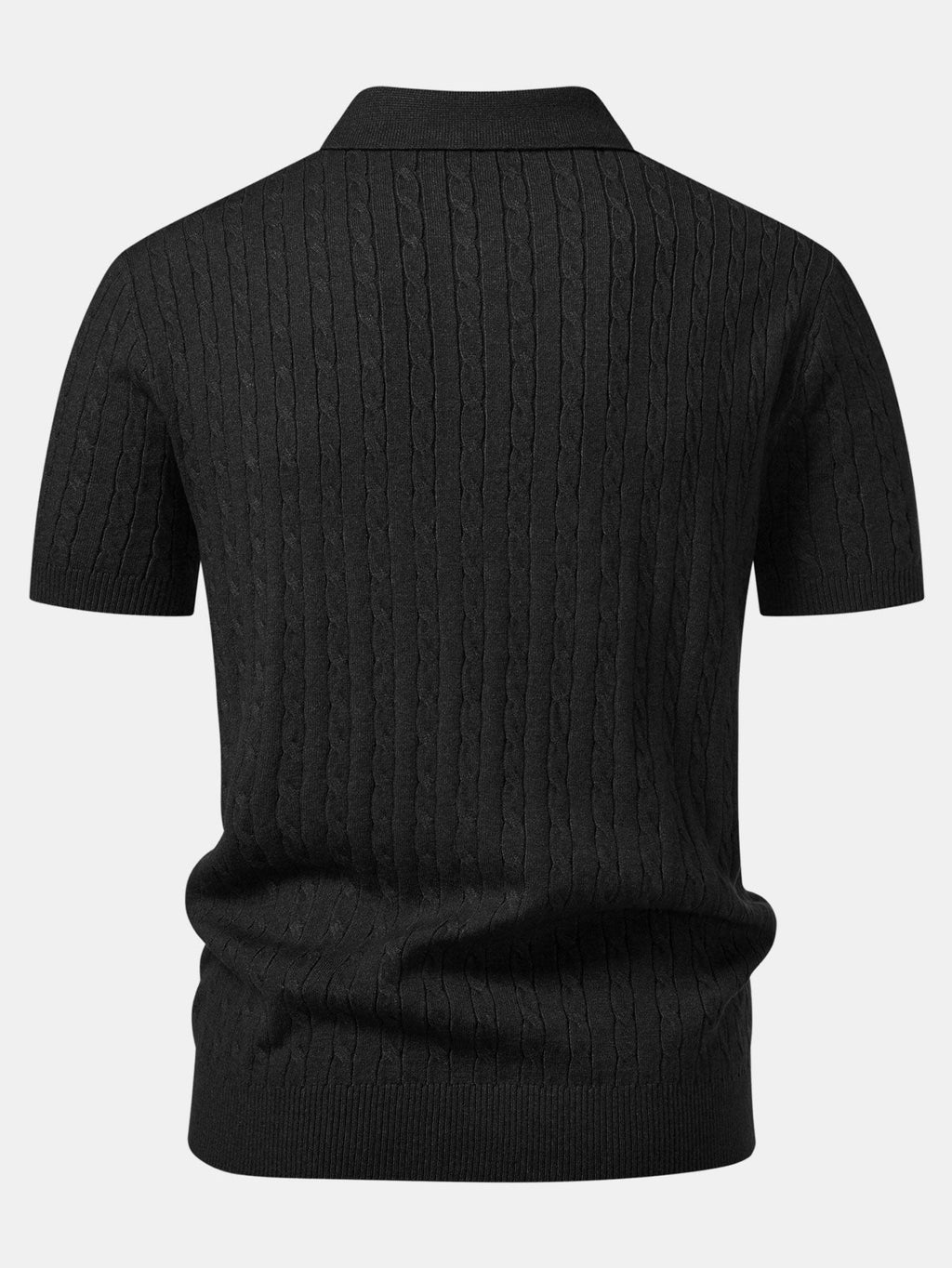 Twisted Jacquard Knit Polo & Elastic Waist Straight Leg Trousers