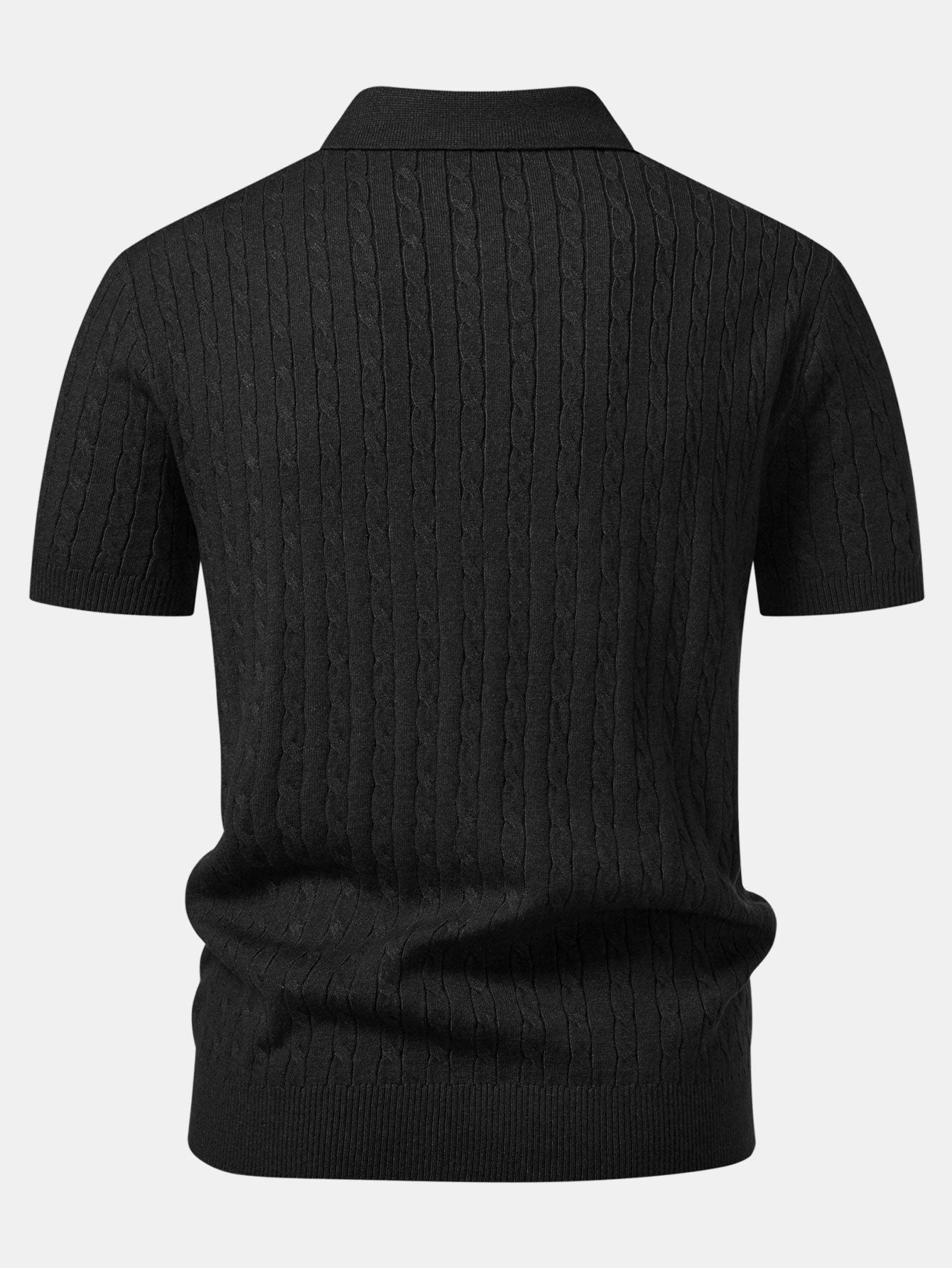 Twisted Jacquard Knit Polo & Elastic Waist Straight Leg Trousers