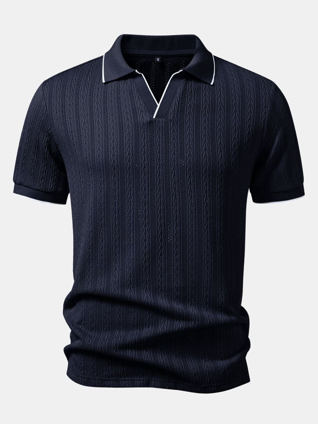 Geometric Jacquard Johnny Collar Polo & Slim Fit Tapered Trousers