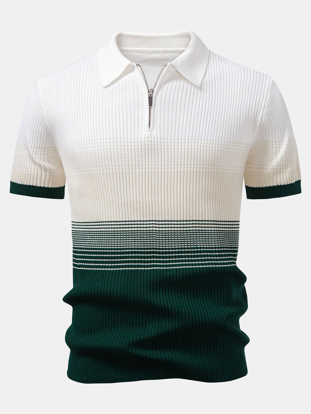 Striped Gradient Knitted Polo Shirt & Slim Fit Tapered Trousers