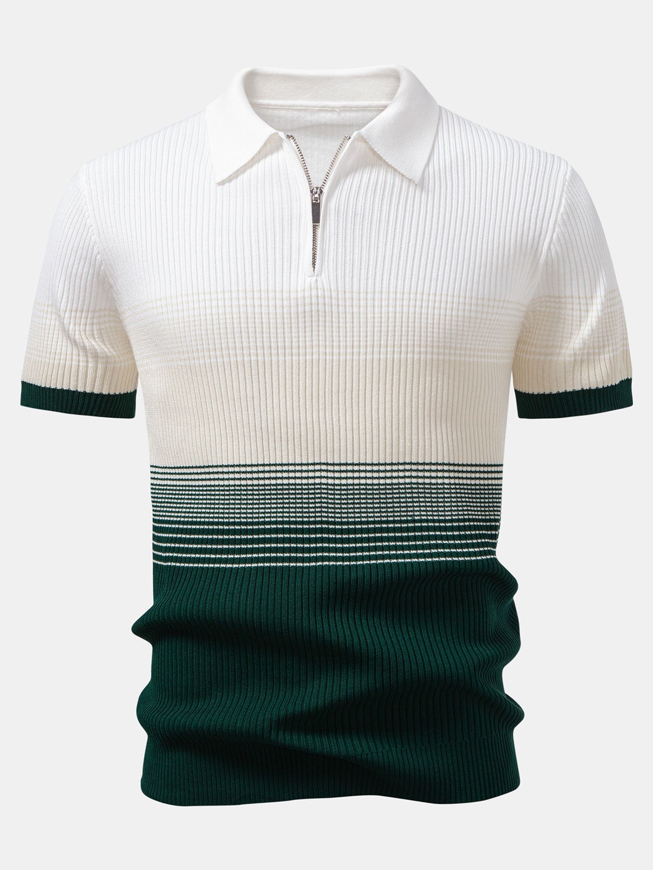 Striped Gradient Knitted Polo Shirt & Slim Fit Tapered Trousers