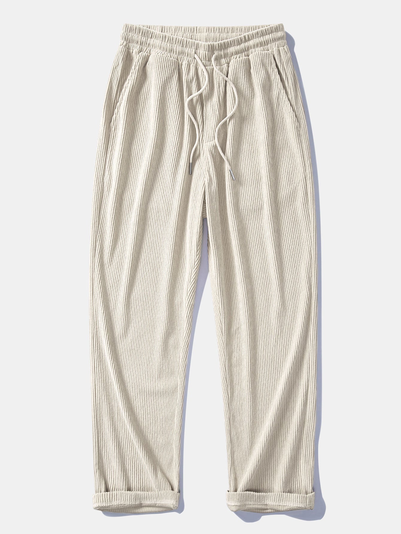 Relax Fit Contrast Corduroy Polo Collar Sweatshirt & Straight Leg Corduroy Pants