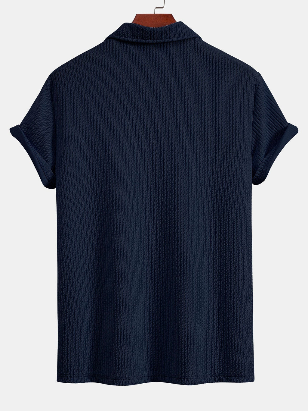 Short Sleeved V-Neck Ribbed Polo & Straight Leg Ribbed Pants