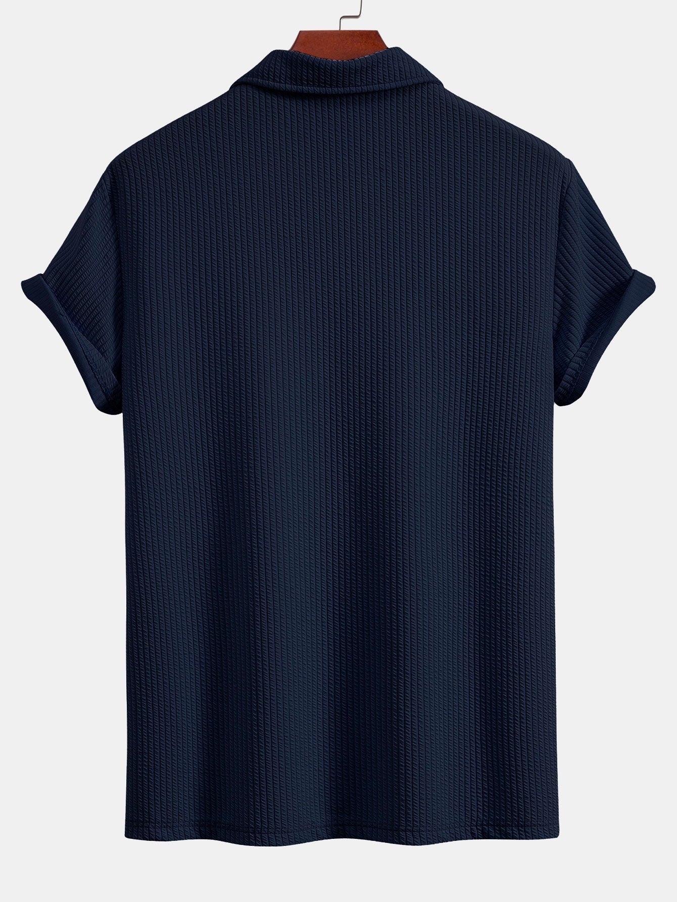 Short Sleeved V-Neck Ribbed Polo & Straight Leg Ribbed Pants