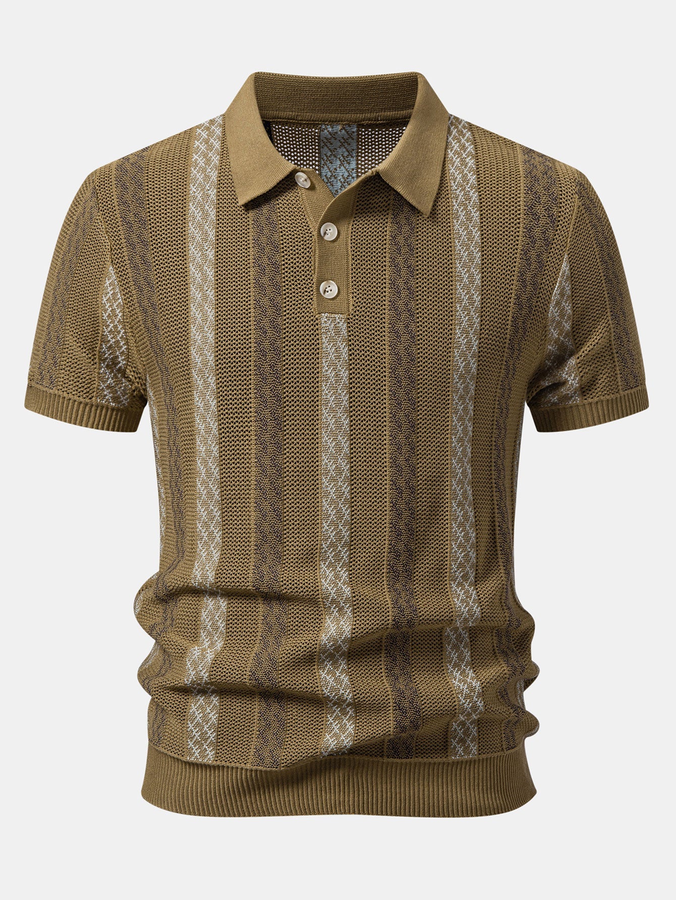 Striped Textured Knit Polo & Slim Fit Tapered Trousers
