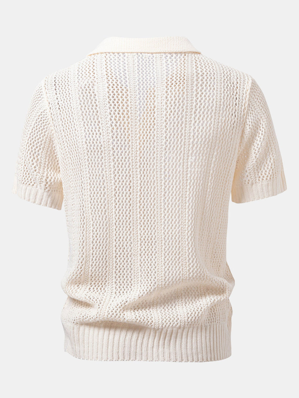 Relax Fit Crochet V Neck Knit Polo & Straight Leg Linen Pants