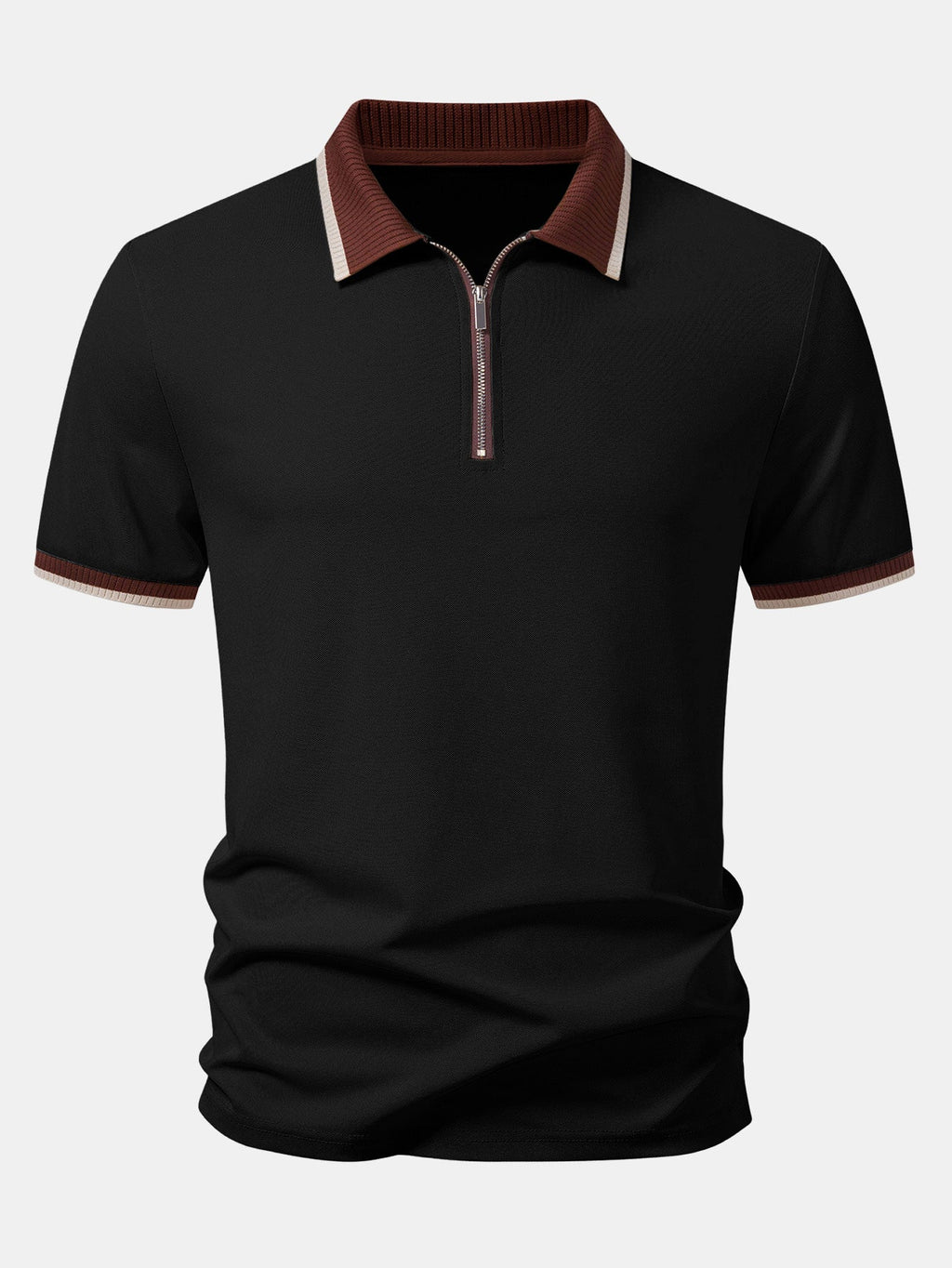 Contrast Trim Zipper Polo & Slim Fit Tapered Trousers