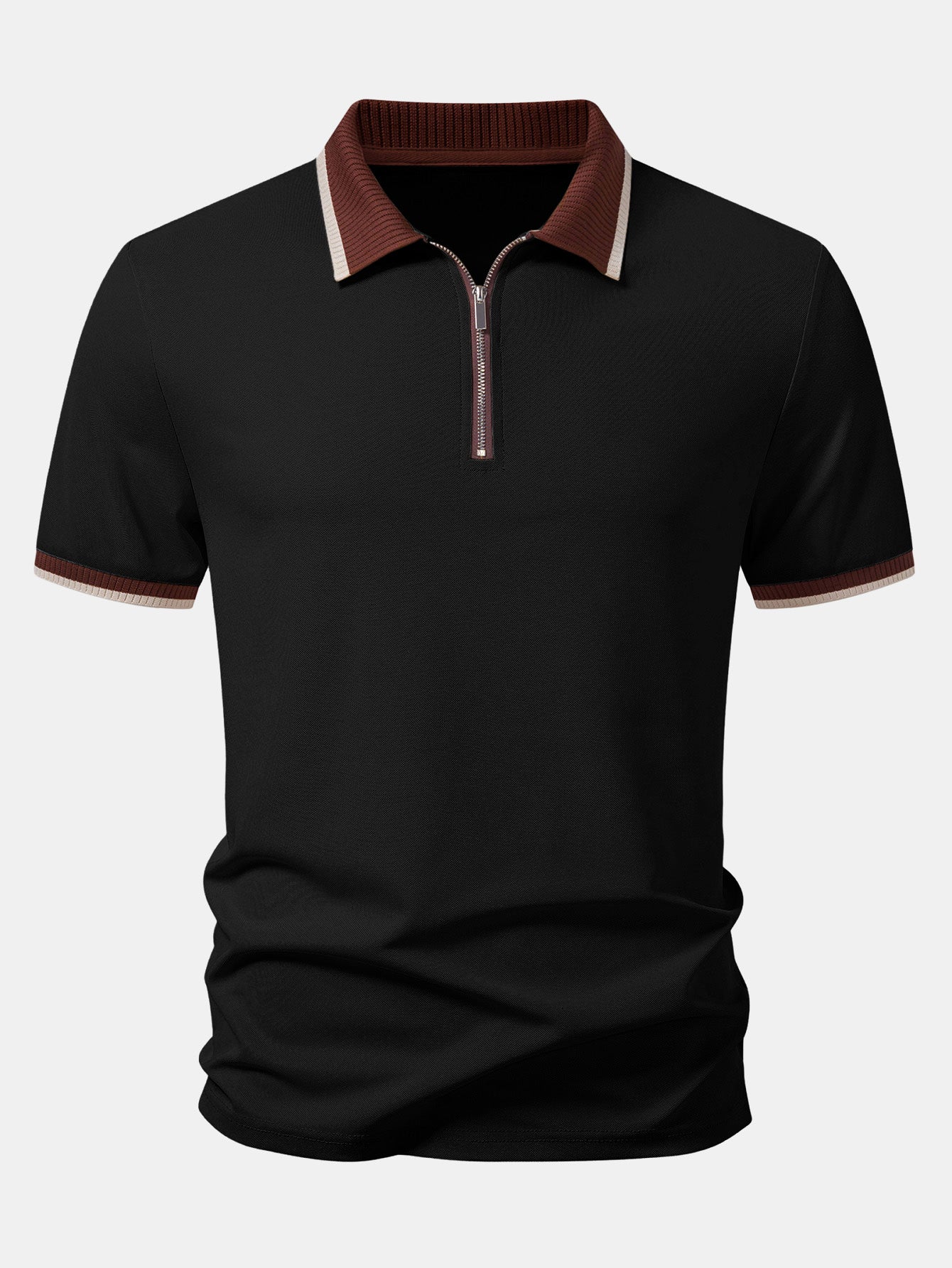 Contrast Trim Zipper Polo & Slim Fit Tapered Trousers