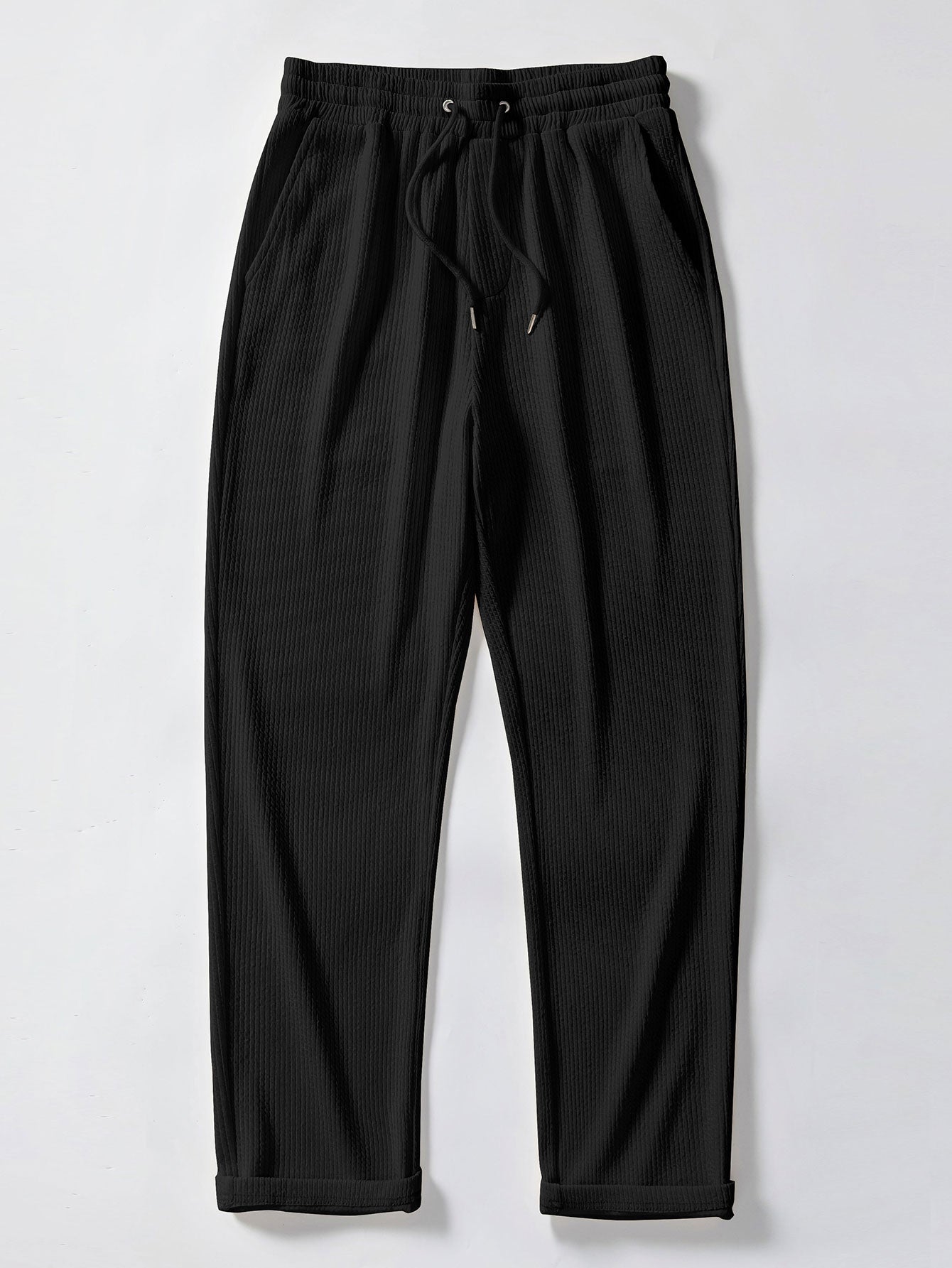 Ribbed Cuban Collar Polo & Straight Leg Ribbed Pants