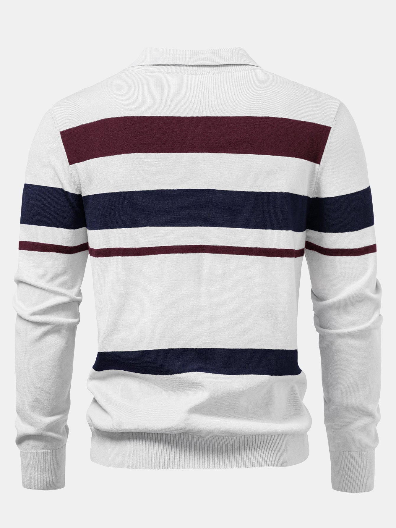 Long Sleeve Stripe Knit Polo Shirt & Slim Fit Tapered Trousers