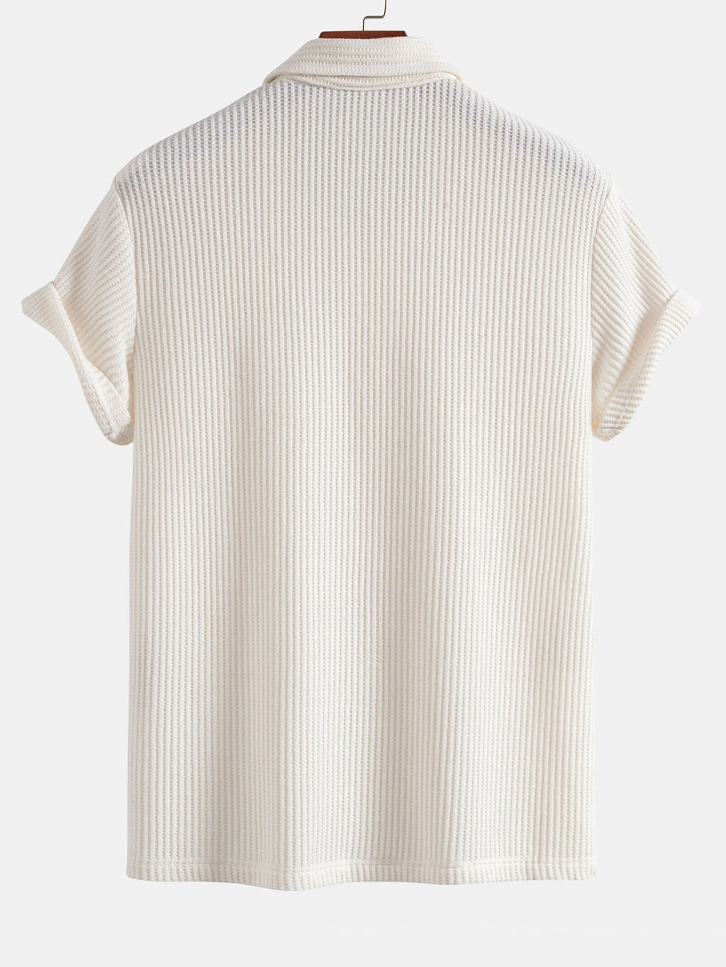 Short Sleeved Waffle Polo & Straight Leg Linen Pants