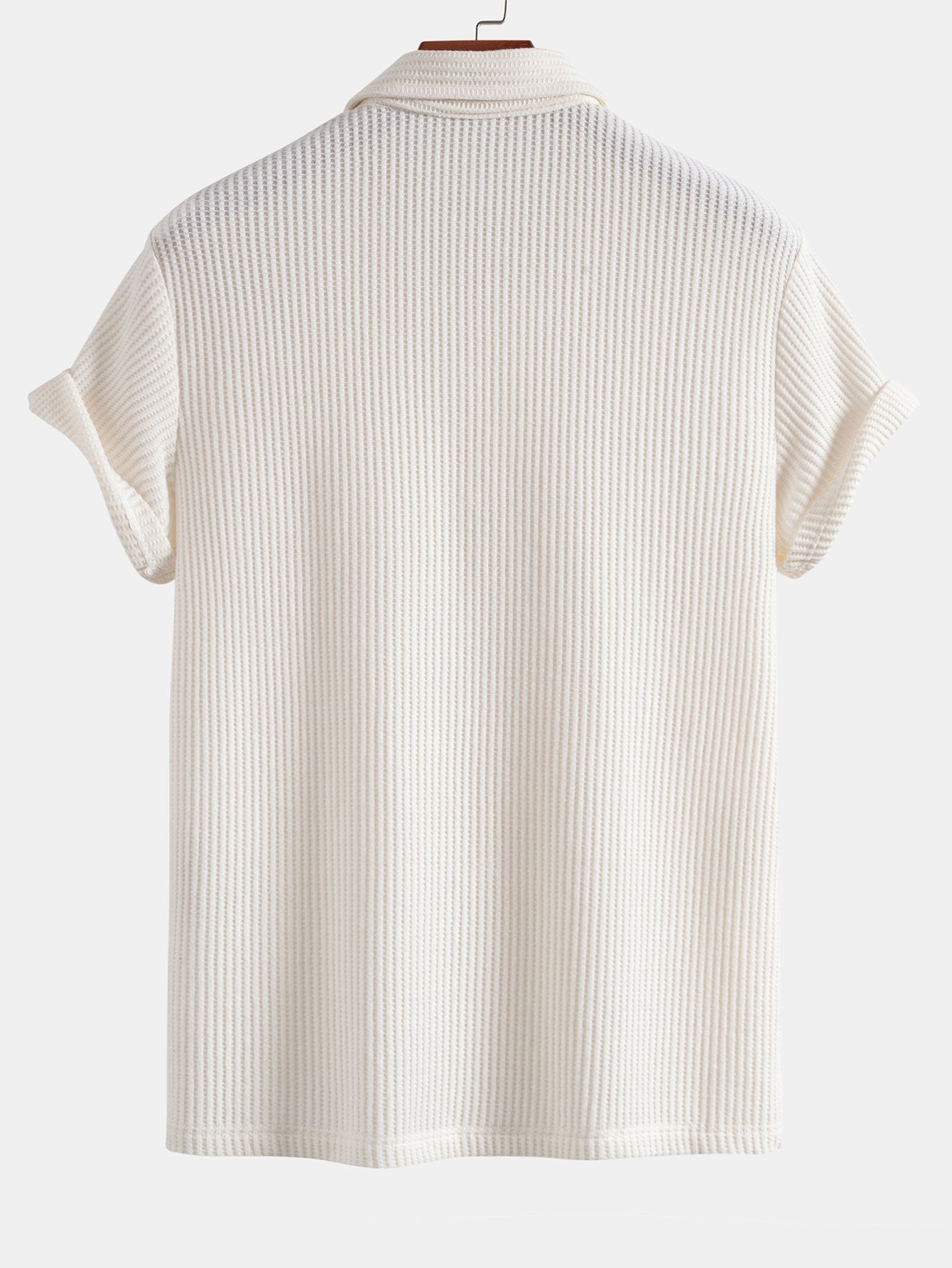 Short Sleeved Waffle Polo & Straight Leg Linen Pants
