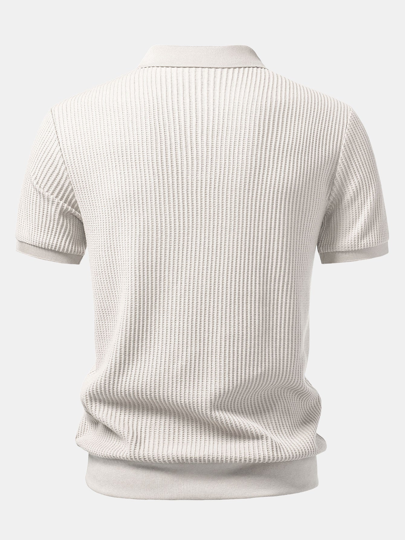 Waffle Johnny Collar Polo With Pocket & Drawstring Knitted Waffle Pants