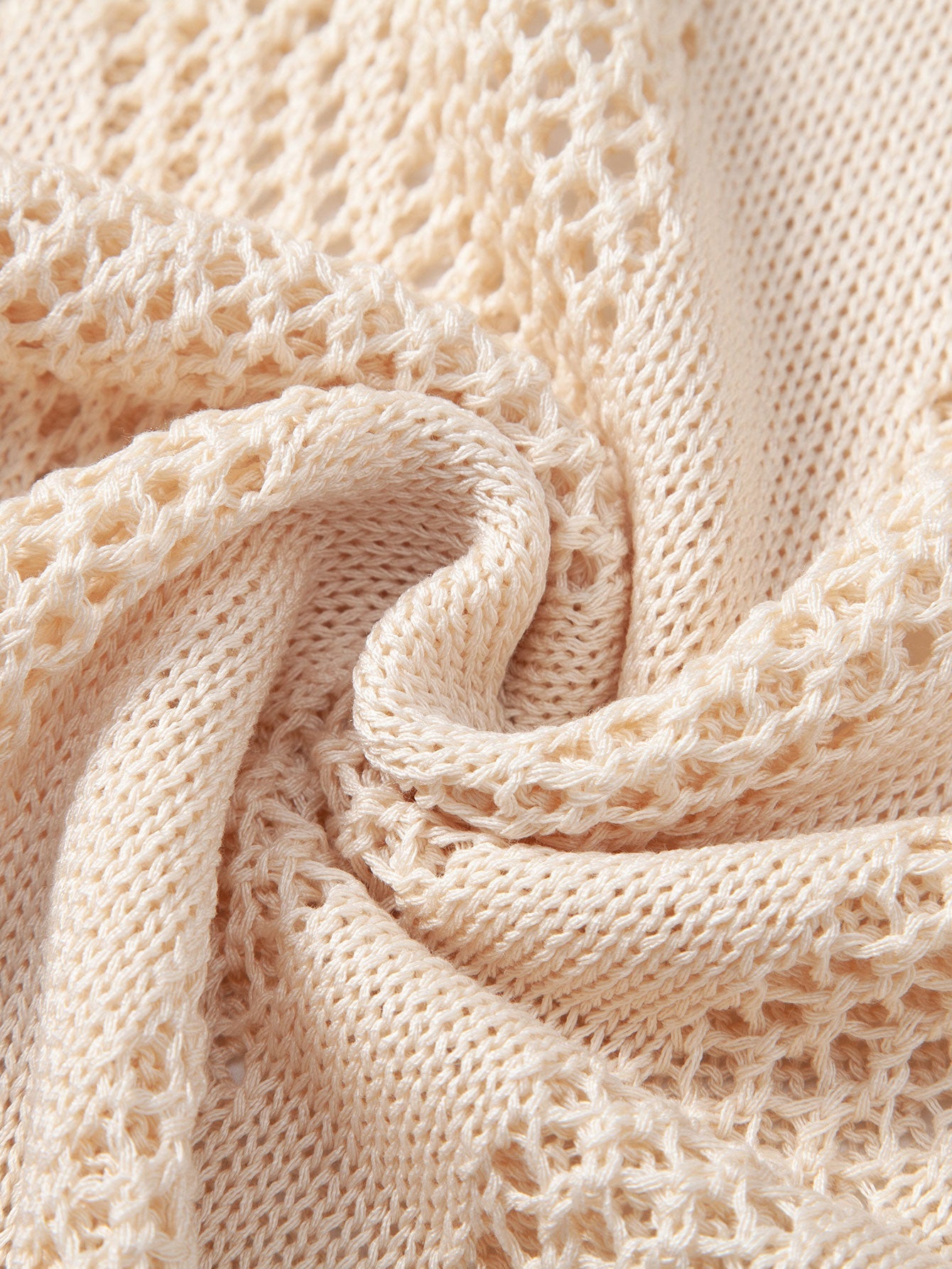 Relax Fit Geometry Crochet V Neck Knit Polo & Straight Leg Linen Pants