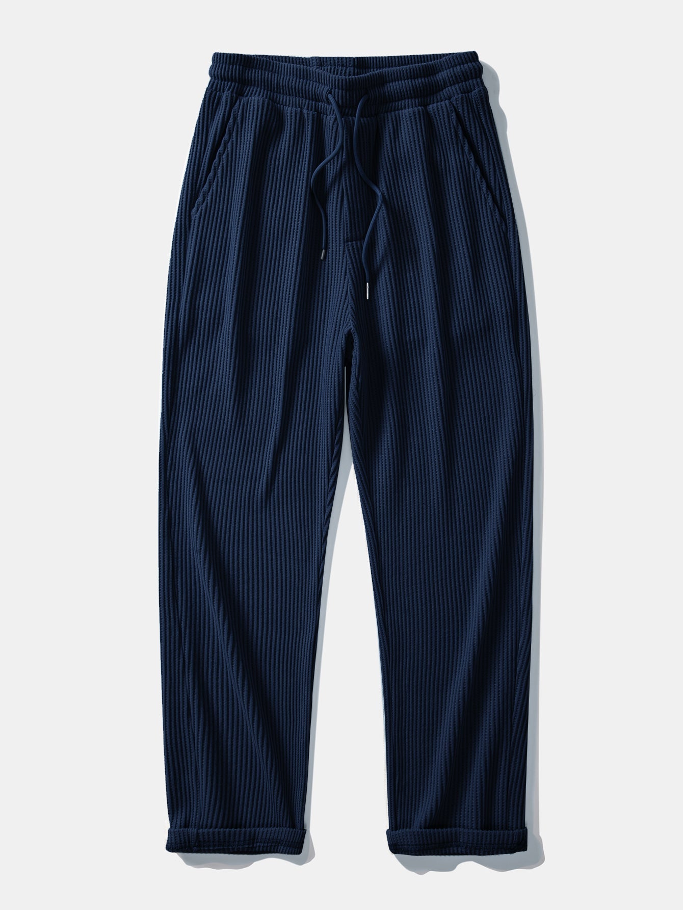 Waffle Johnny Collar Polo With Pocket & Drawstring Knitted Waffle Pants