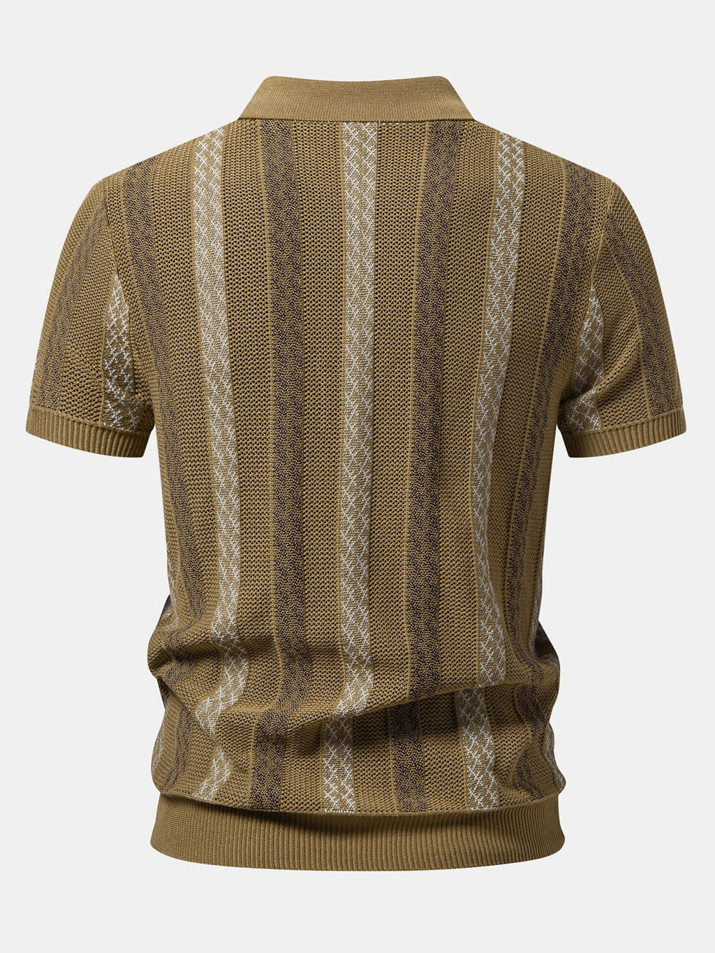 Striped Textured Knit Polo & Slim Fit Tapered Trousers