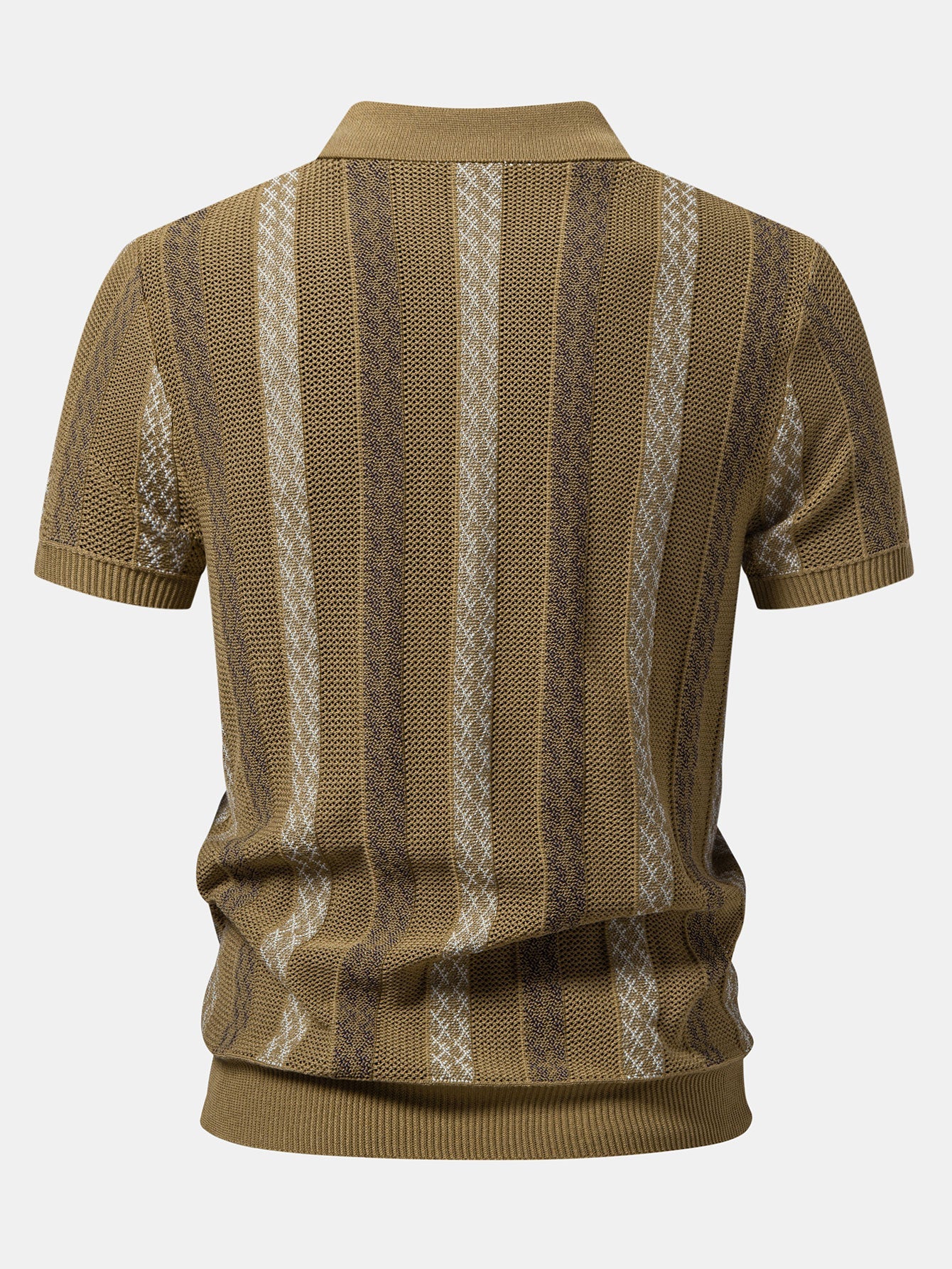 Striped Textured Knit Polo & Slim Fit Tapered Trousers