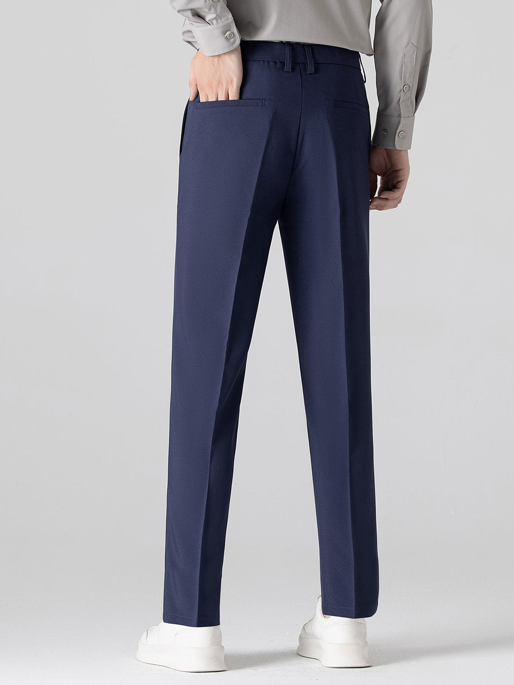 Contrast Trim Ribbed Johnny Collar Knit Polo & Slim Fit Tapered Trousers