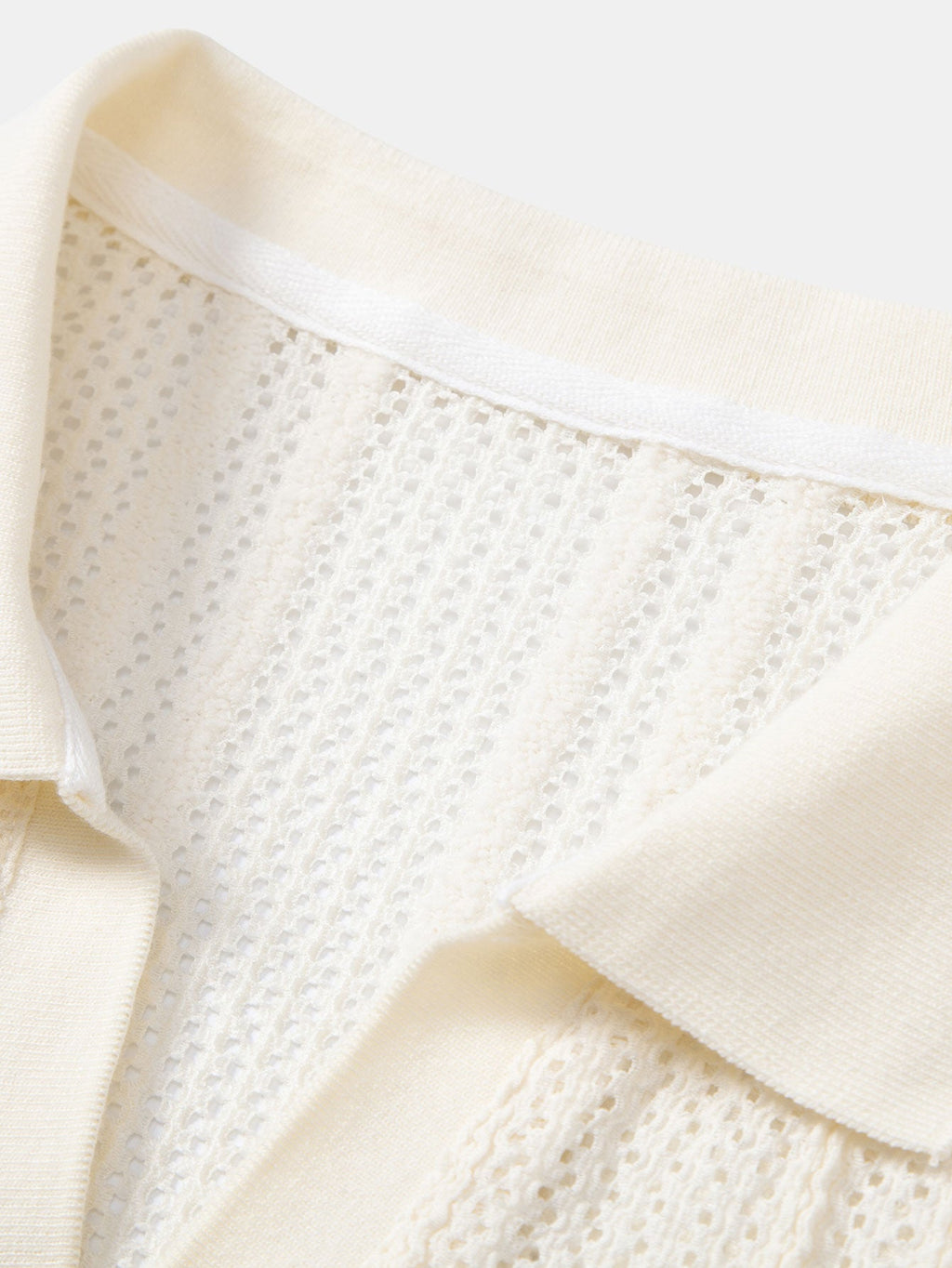 Relax Fit Striped Open Knit Polo & Straight Leg Linen Pants