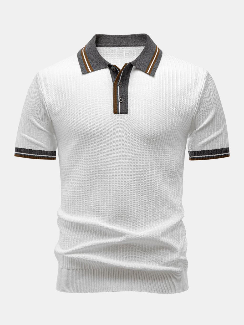Contrast Trim Knit Polo Shirt & Slim Fit Tapered Trousers