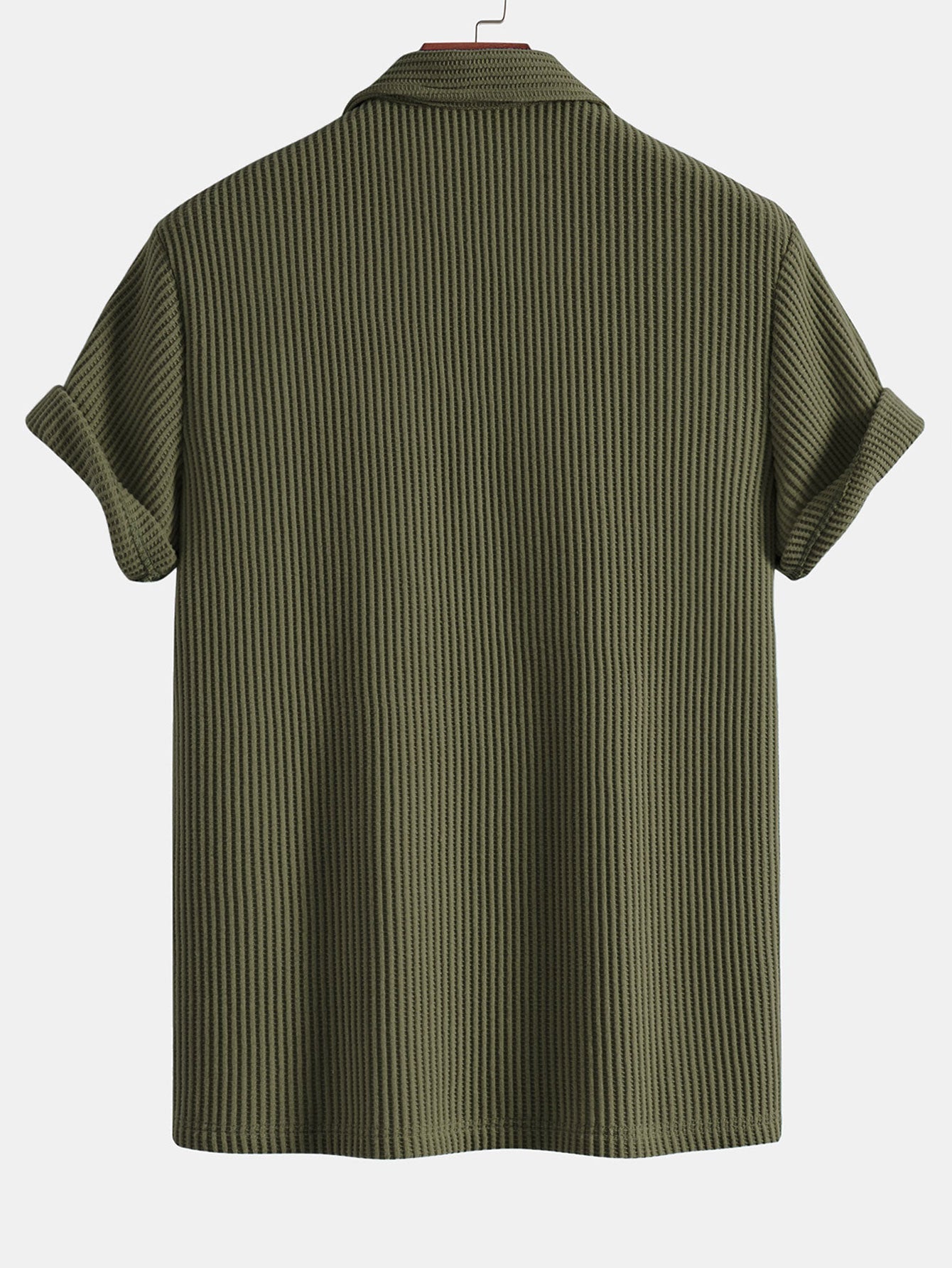 Short Sleeved Waffle Polo & Straight Leg Linen Pants