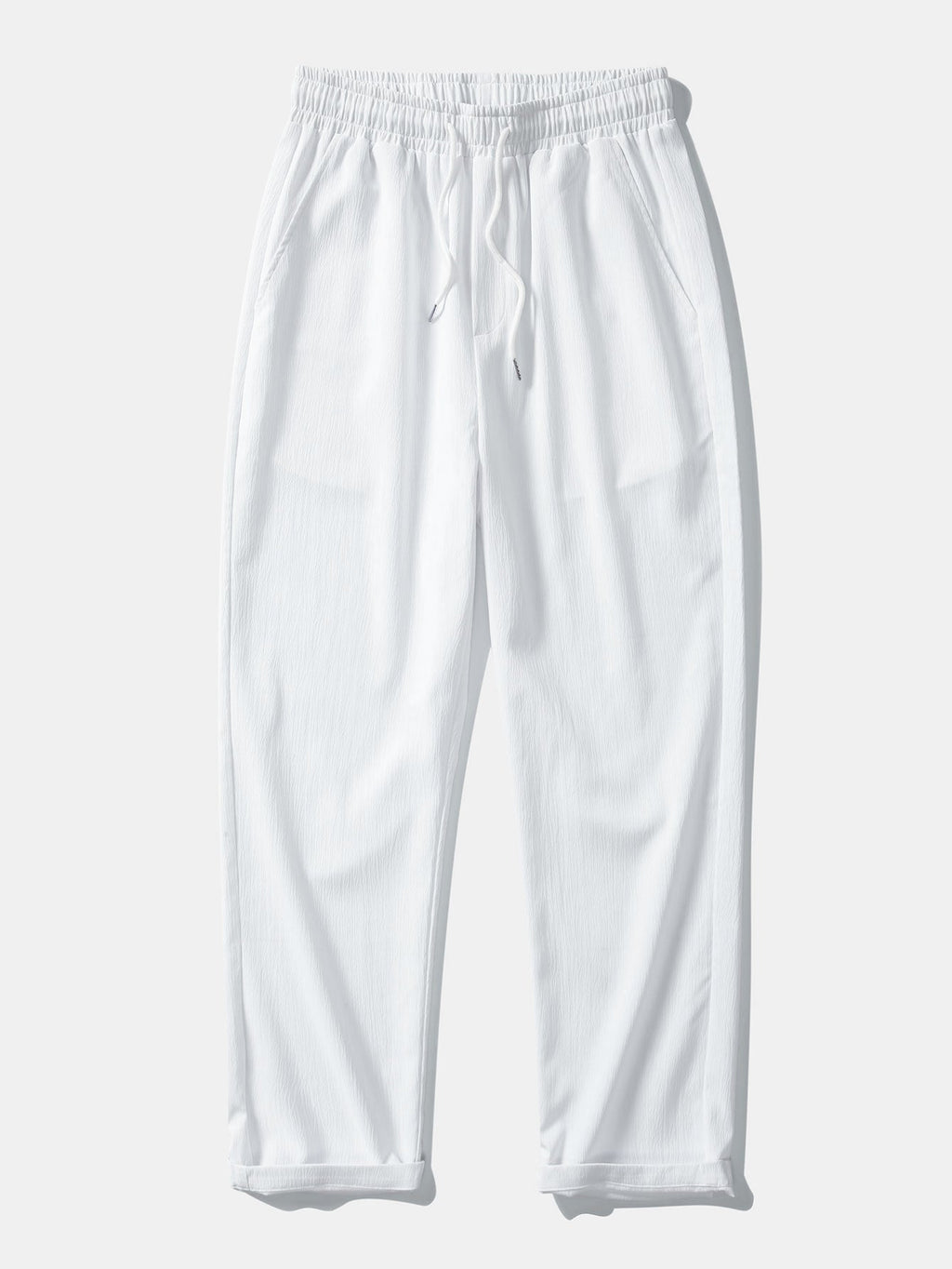 Crochet  V Neck Polo Shirt & Crinkle Textured Straight Leg Pants