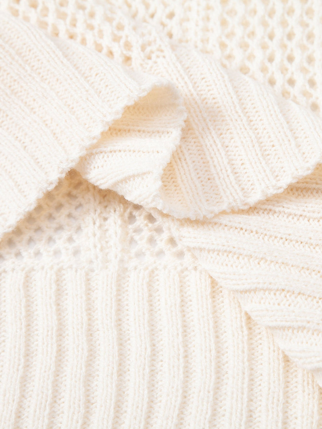 Relax Fit Crochet V Neck Knit Polo & Straight Leg Linen Pants