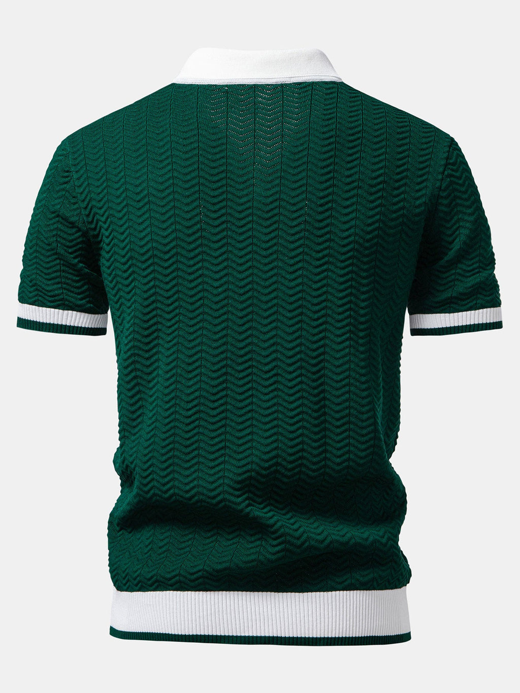 Texture Contrast Knitted V Neck Polo Shirt & Elastic Waist Chino Shorts
