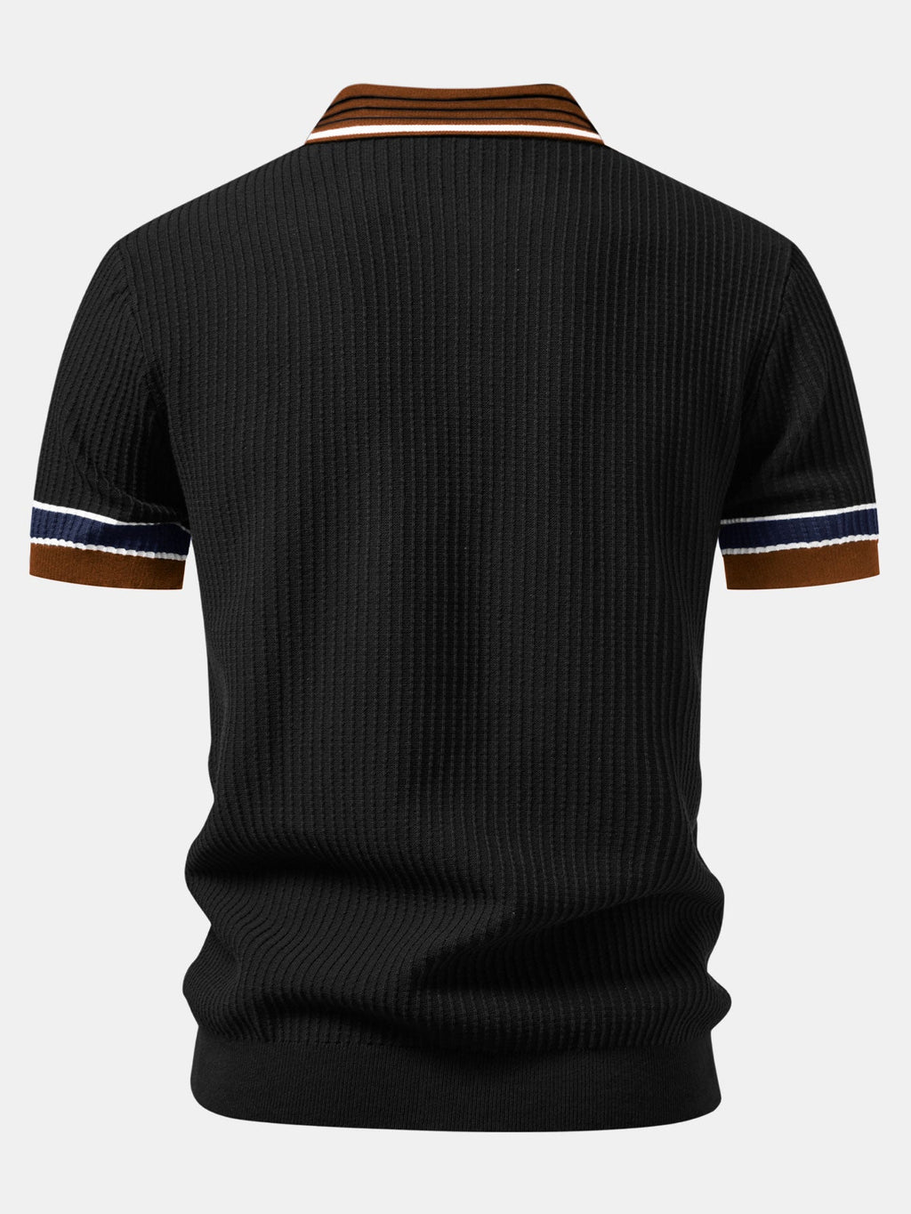 Contrast Stripe Trim Waffle Knit Polo & Slim Fit Tapered Trousers