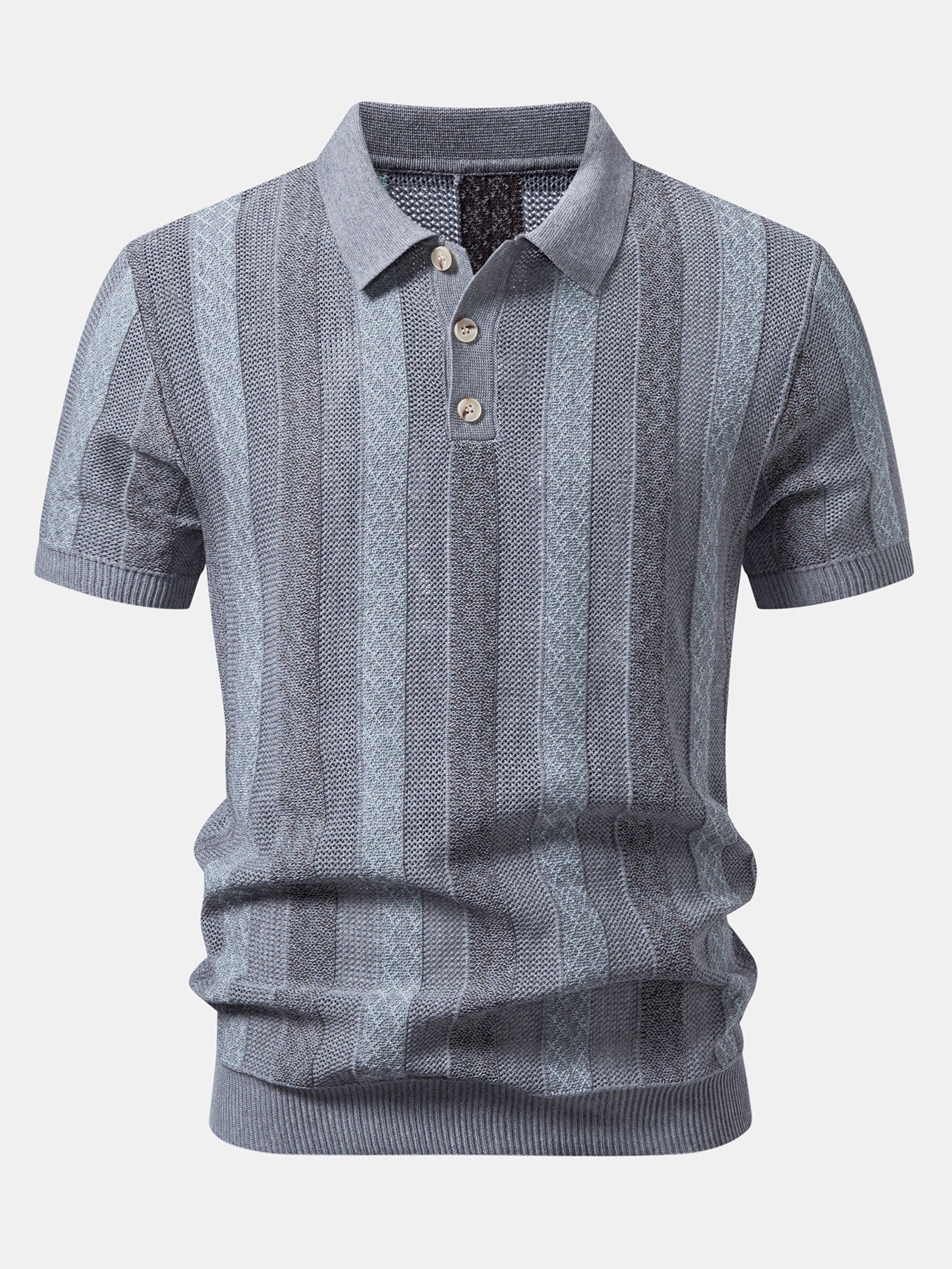 Striped Textured Knit Polo & Slim Fit Tapered Trousers
