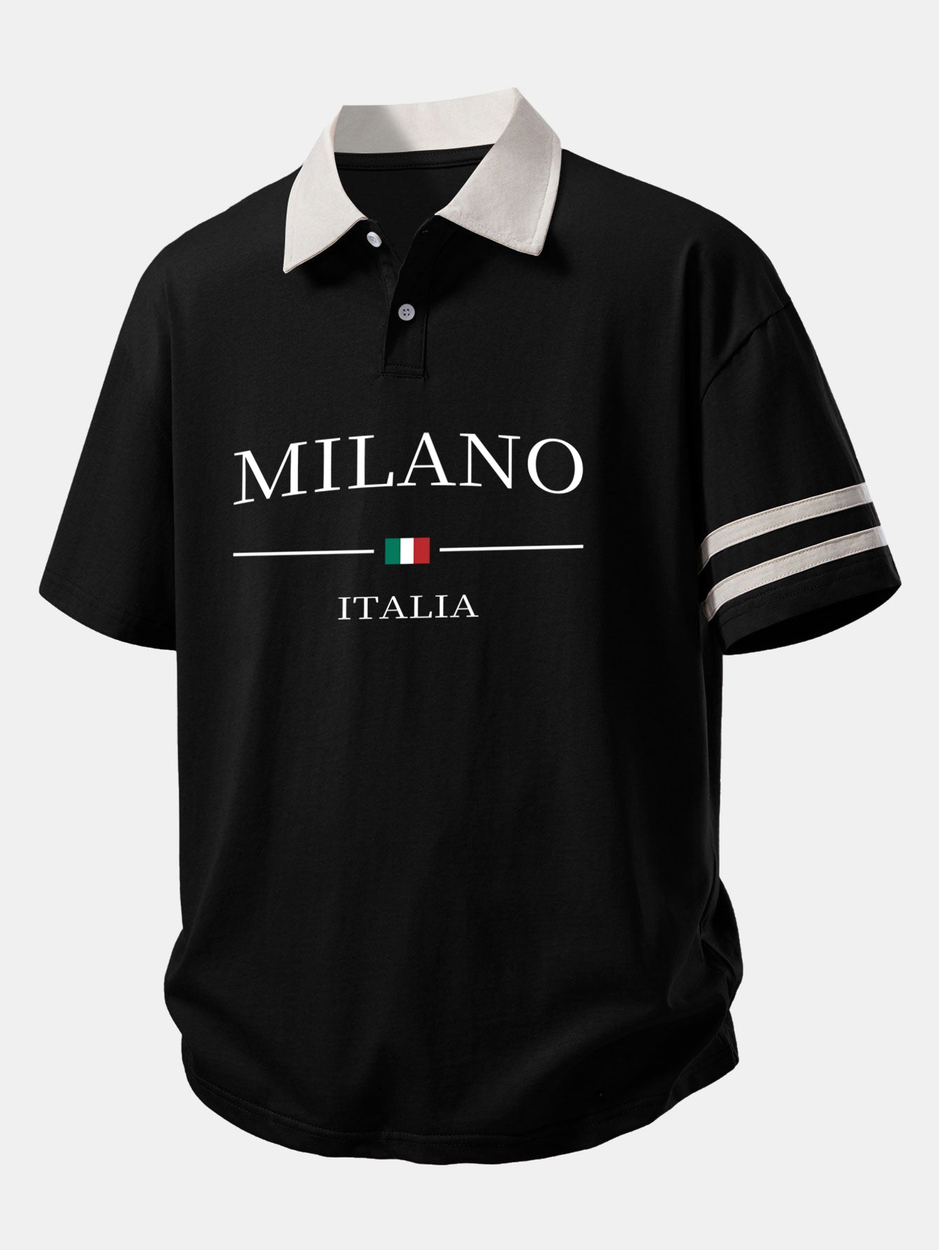 Relax Fit Milano Print Contrast Collar Polo Shirt & Cotton Drawstring 7" Shorts