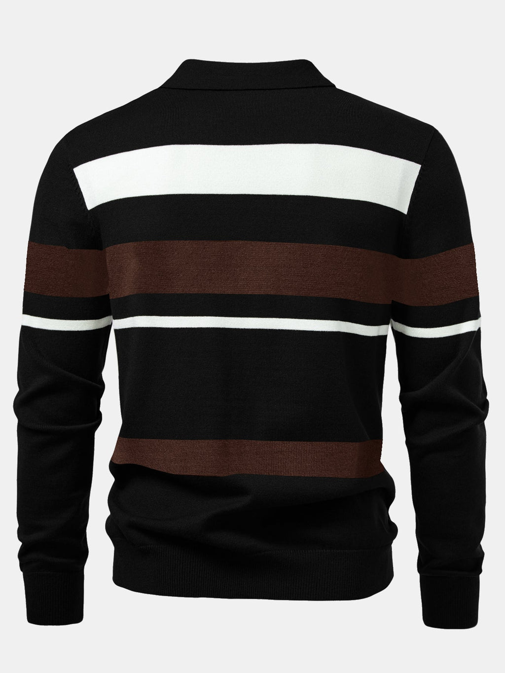 Long Sleeve Stripe Knit Polo Shirt & Slim Fit Tapered Trousers